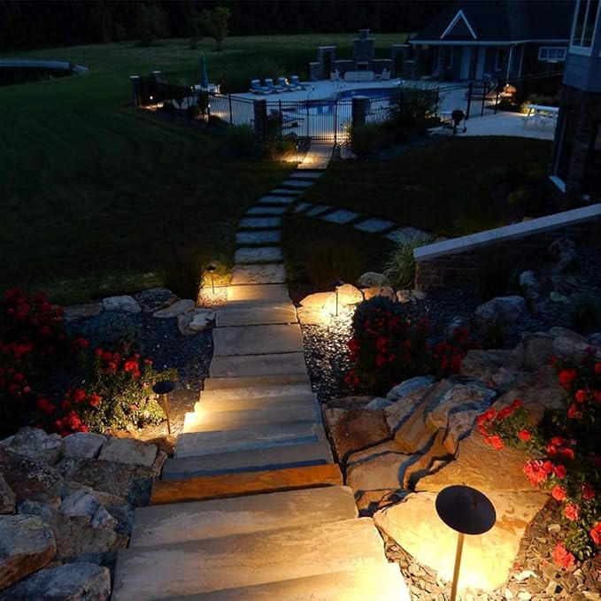 Low Voltage Path Light,Cast Aluminum Landscape Lighting Pathway Lights Walkway Driveway Light Yard Lighting Replaceable G4 LED Bulb,Wire Connectors Included 2-Pack Bronze Finish Round Hat