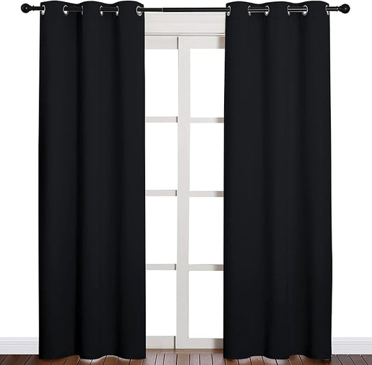 NICETOWN Halloween Thermal Insulated Black Blackout Curtains/Drapes 84 inches Length 2 Panels Set for Living Room, 42 inches Wide, Privacy Sound Reducing Room Darkening Draperies Window Treatment