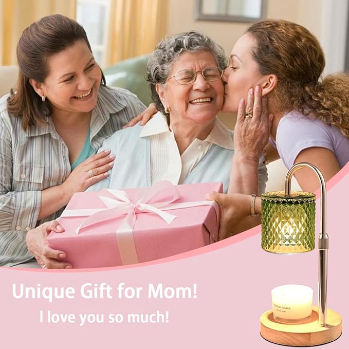 Candle Warmer Lamp with Timer Dimmer Adjustable Height for New Home House Bedroom Decor,Wax Melt Warmer with 2 Bulbs for Jar Candles, Gifts for Mom Women Friend Sister Birthday | Green