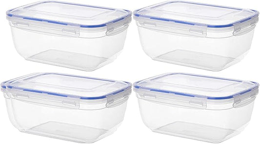 Superio Plastic Food Storage Containers with airtight Lid for Pantry, Fridge- BPA Free, Leakproof Sealed Container- Microwave, Dishwasher and Freezer Safe, Clear (17 Cup- 4 Pack)
