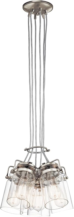 KICHLER Brinley 7.75" 6 Light Pendant with Clear Glass Brushed Nickel