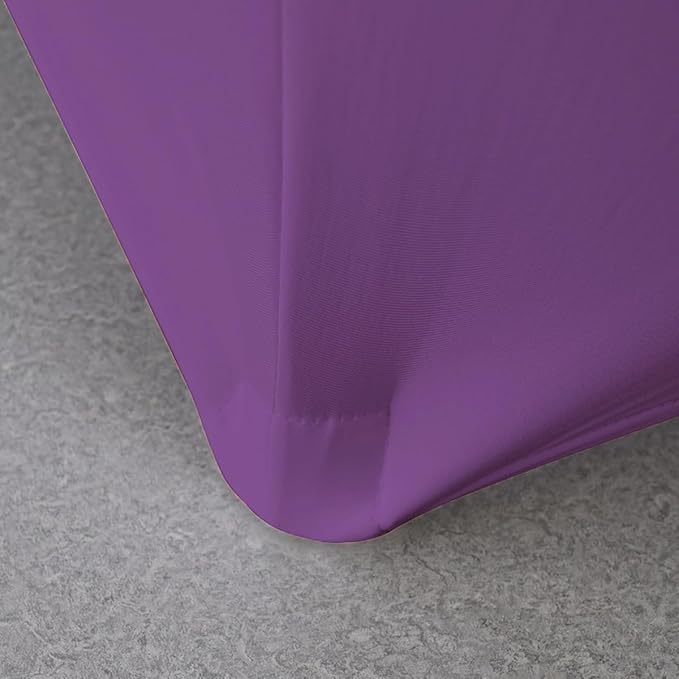 2 Pack 8FT Purple Spandex Tablecloth Stretch Fitted Table Cover for Rectangular Table Event, Wedding, Banquet and Parties