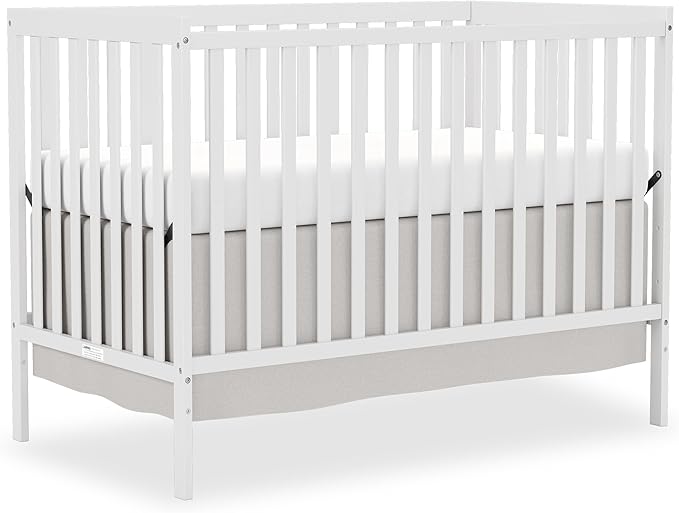 Baby Crib 5-in-1 Convertible, Wooden Nursery Cribs Converts to Toddler Bed, Daybed and Full Size Bed, 3 Adjustable Base, Non-Toxic Finish (White)