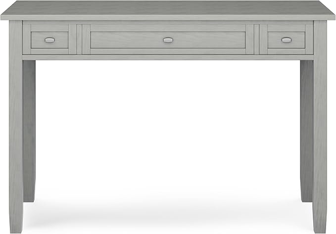 SIMPLIHOME Warm Shaker Desk - 48-Inch Wide Solid Wood Writing Desk in Fog Grey, Transitional Home Office Computer Table for Workspace or Study with Flip-Down Keyboard Tray and 2 Drawers