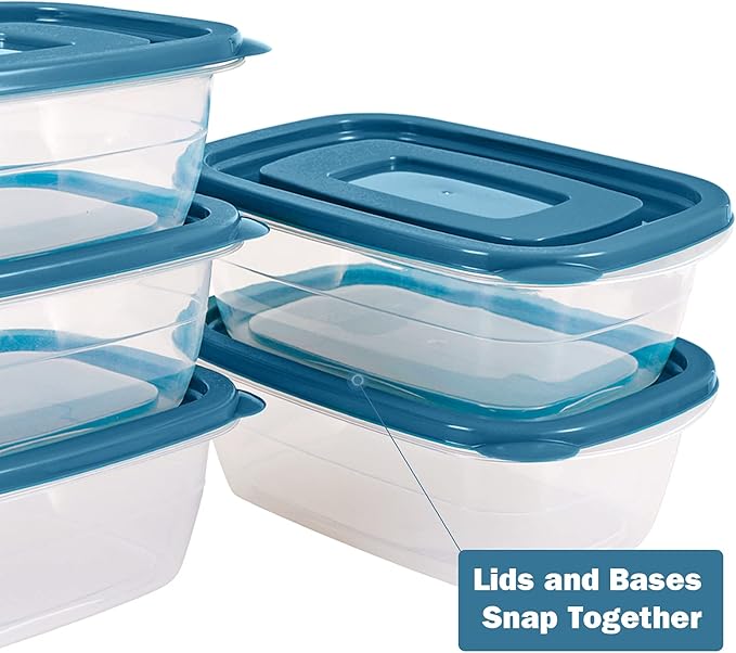 5PCS Small Food Storage Containers,Freezer Microwave safe,Food Container Sets,BPA Free Plastic Meal Prep Containers & Kitchen Set,Lunch Containers,use for School,Work and Travel,0.53 Quarts Per Box
