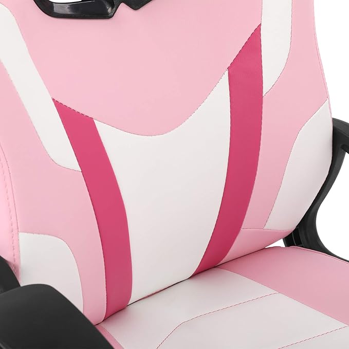 Modern-Depo Gaming Chair for Teenagers Juniors, High Back Ergonomic Swivel Racing Computer Chair, Height Adjustable Student Gaming Chair, Pink