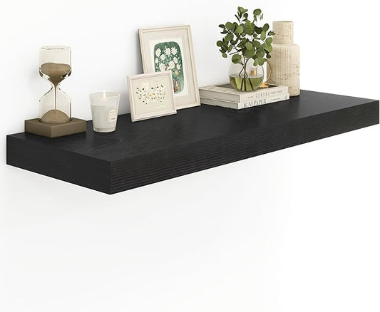 Heimlove Black Bathroom Shelves Floating Shelves for Wall Shelf Over Toilet Long Wall Mounted Modern Farmhouse,48 x 12 Shelves with Invisible Brackets for Living Room, Kitchen, Bedroom