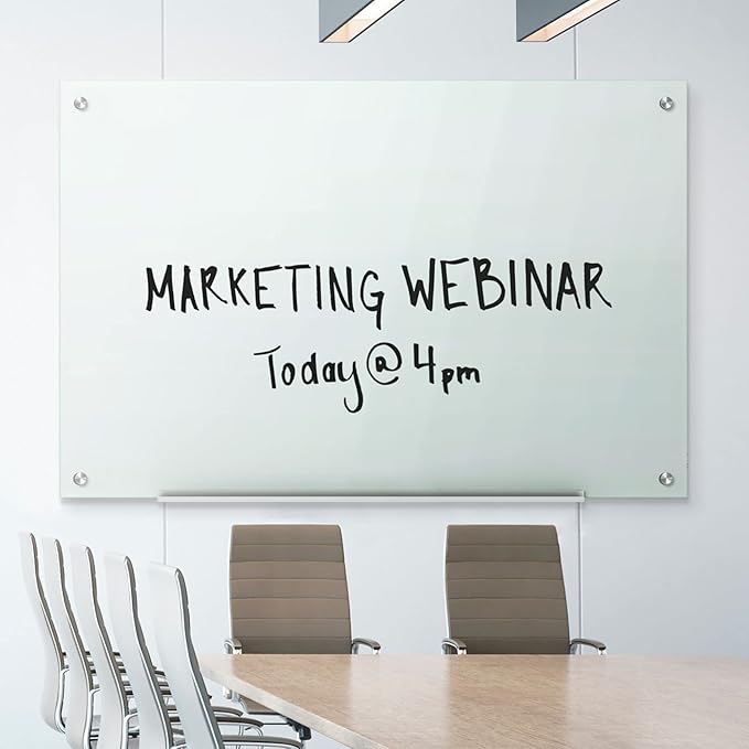 Quartet Whiteboard, Glass Dry Erase Board, Non-Magnetic, 48"W x 36"H, Infinity Frameless Mounting, White Surface, Accessory Tray, and 1 Dry Erase Marker (G4836NMW)