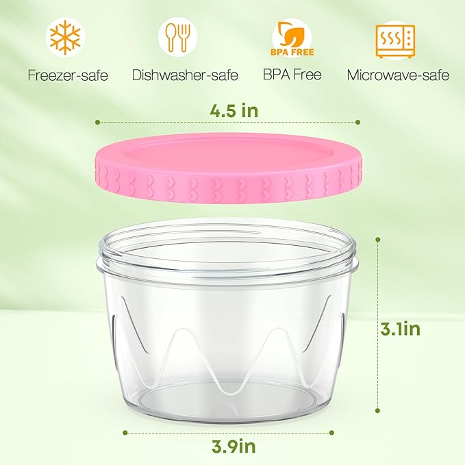 Freezer Storage Containers 6 Pack-16 Oz Deli Containers with Lids BPA Free Microwave and Dishwasher Safe,Food Storage Containers with Lids,Soup Containers for Oats/Salad