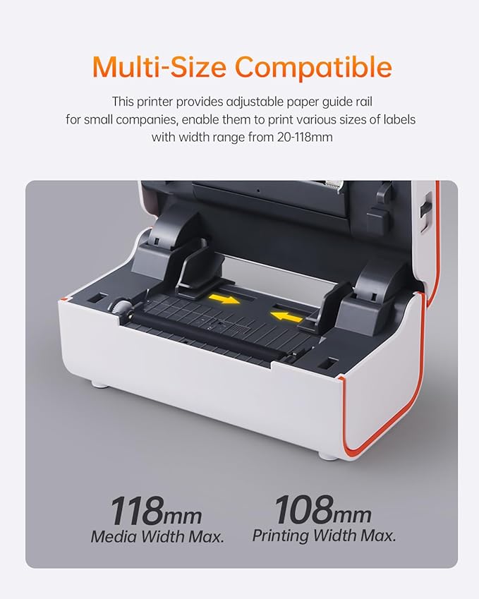 Bluetooth Thermal Label Printer, Wireless 4x6 Shipping Label Printer for Small Business Shipping Packages, Compatible with iPhone, Android, Mac, Windows, Etsy, Ebay, Shopify, USPS (White)