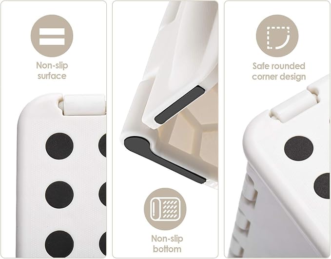 ACKO Folding Step Stool -13inch Height Premium Heavy Duty Foldable Foot Stool for Kids and Adults, Kitchen Garden Bathroom Stepping Stool White