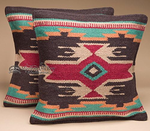Mission Del Rey Pair (2) Wool Southwestern Pillow Covers 18x18 -(Eldorado)