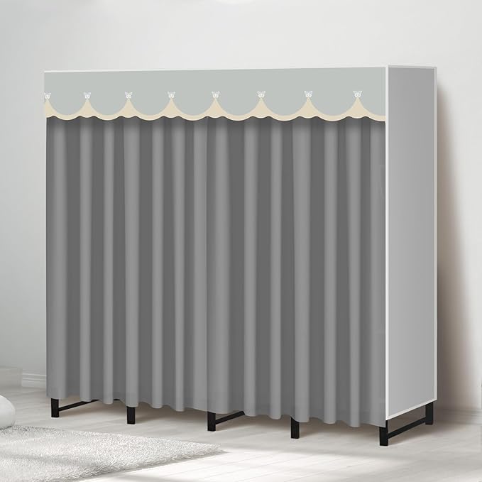 Portable Closet Rack Heavy-Duty Foldable Garment Racks with Cover 1200lbs Enclosed Wardrobe Closet with Independent Area for Hanging Clothes Storaging of Bedding (66in*20in*67in)