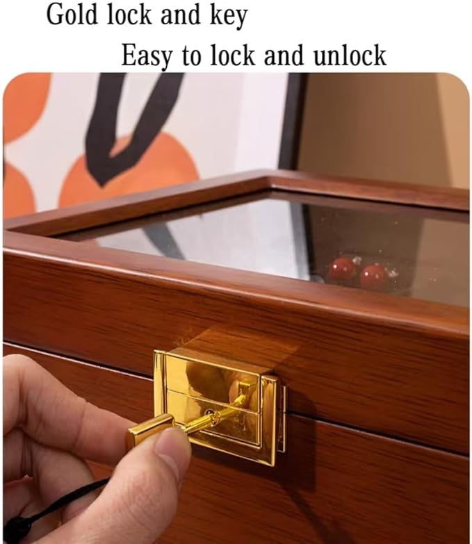 Bescott 5 Layer Solid Wooden Jewelry Box with Lock and Key for Women Men Vintage Velvet Wood Jewelry Organizer Storage for Earrings Rings Necklaces Bracelet Watch Mother’s Day Gift