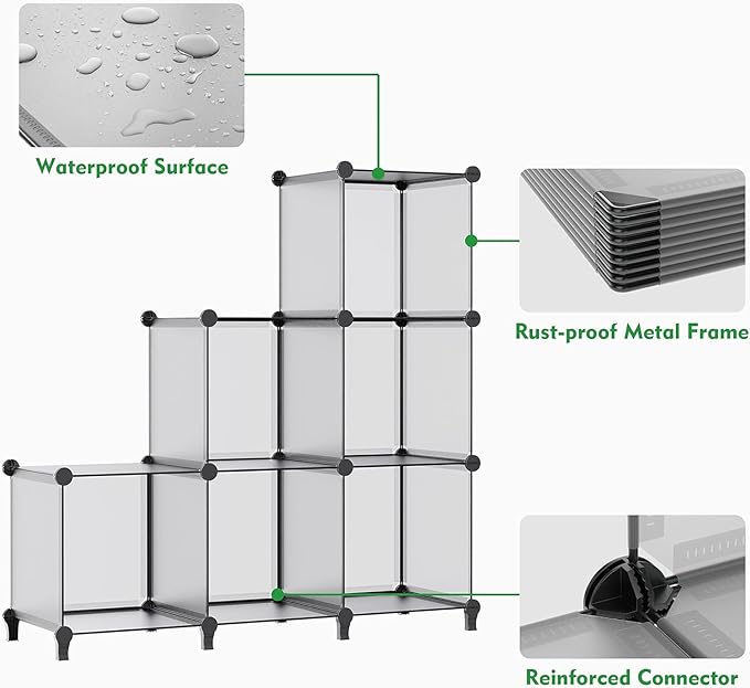 HOMIDEC Closet Organizers and Storage, 16 Cube Storage Organizer, Portable Closet Organizer Cubes Shelves for Clothes, Bedroom, Wardrobe, Kids Room, Bathroom, Grey