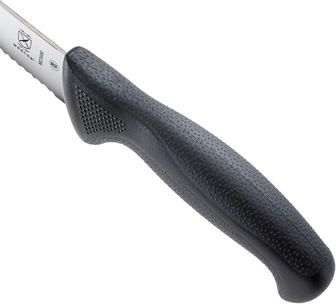 Mercer Culinary M23880 Millennia Black Handle, 10-Inch Curved Wavy Edge, Bread Knife