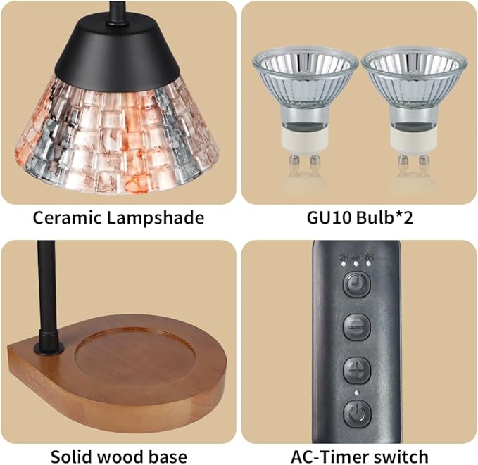 Candle Warmer Lamp with Timer, Dimmable Electric Candle Warmer,Candle Melter for Scented Candles Top-Down Candle Melting,Home Decor Mothers Day Birthday Gifts for Women Mom Grandma(Mixed Color Glass)