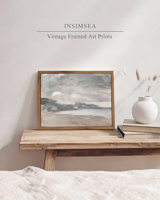 InSimSea Framed Wall Art for Living Room Vintage Decor Coastal Seaside Landscape Abstract Canvas Prints Wall Decorations 9x11in