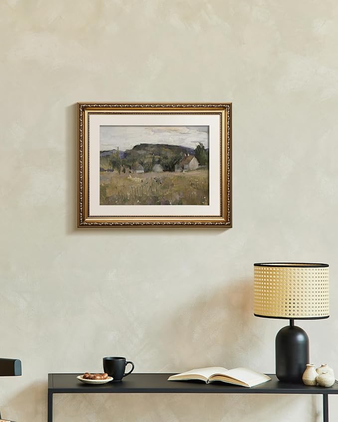 VIYYIEA Gold Framed Wall Art Canvas Print Home Decor Vintage Landscape Art Prints Wall Decor Abstract Serene Countryside Scene Wall Prints Mid Century Modern Decor for Living Room Bedroom 13x16in