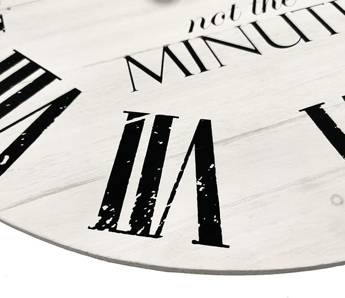 24 Inch Inspritional Silent Quartz Clock,White Distressed Shiplap Farmhouse Wooden Wall Clocks for Indoor Decor