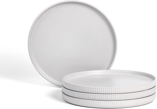 Stone Lain Haven Modern Stoneware 4 Piece Dinner Plates Sets, Dish Set for 4, Reactive Glaze Grey