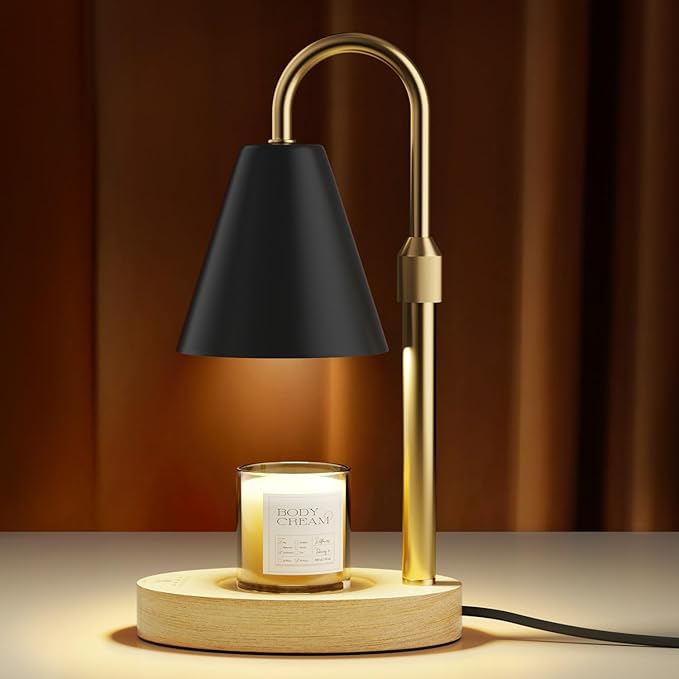 Candle Warmer Lamp with Timer -Touch Dimmable & Adjustable Candle Lamps Warmer for Jar Candles, House Warming Gifts New Home Women Men Room Decor Wax Melts Lamp with 2 Bulbs, Black