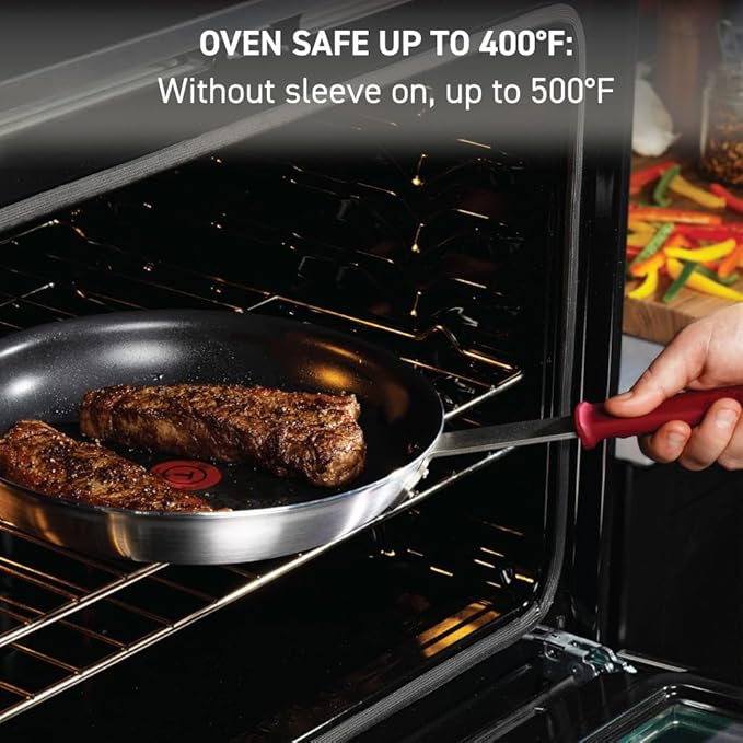 T-fal Professional VX3 Brushed Nonstick Fry Pan with Stainless Steel Handle 8.5Inch, Oven Broiler Safe 400F, Cookware, Pots and Pans, Skillet, Restaurant & Business Grade, Certified NSF and CBA, Black