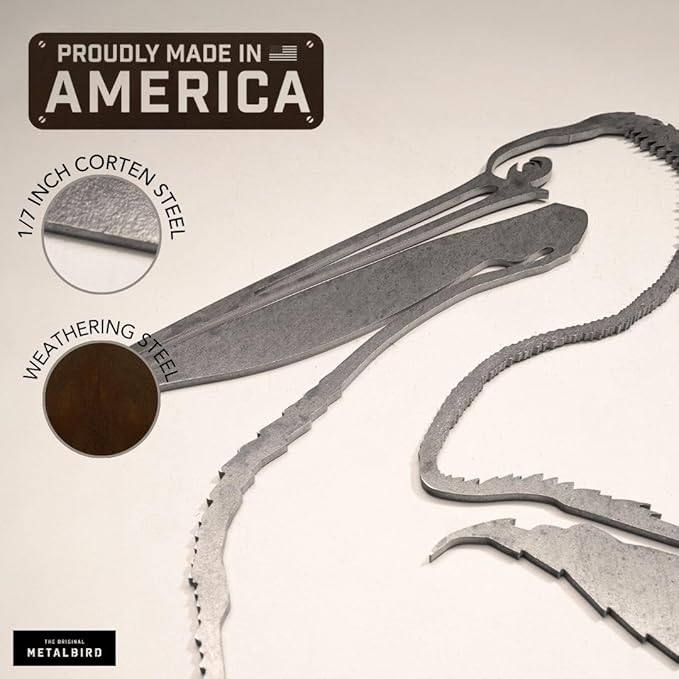 METALBIRD - Pelican - Outdoor Tree Ornaments in Corten Steel - Metal Art Proudly Made in The USA