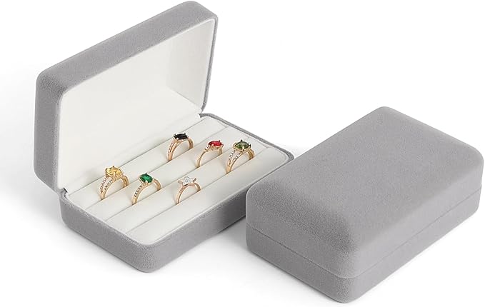 Small Ring Organizer Box. Ring Box for Multiple Rings, Travel Ring Jewelry Storage Case. Portable jewelry Display Holder for Women (small grey)