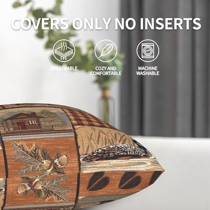 BETGINY Western Bear Throw Pillows Cover 16X16 Inch Pack of 2, Rustic Wildlife Bear Cabin Pillow Covers Linen Square Cushion Animal Deer Pillowscase for Bedroom Home Sofa Decoration