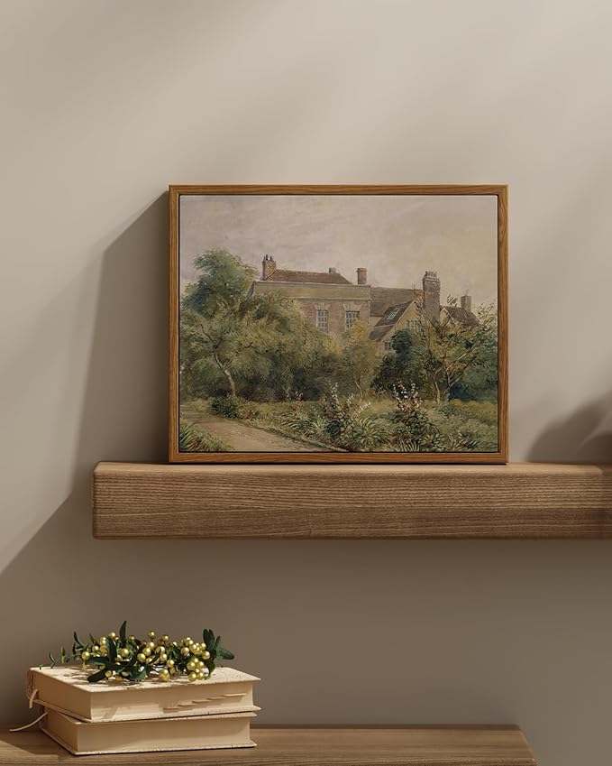 InSimSea Framed Canvas Wall Art Vintage Decor, Home Decor Classical Scenery Watercolor Painting Canvas Prints Wall Decorations for Living Room Home Farmhouse Bathroom Decor, 11"x14"