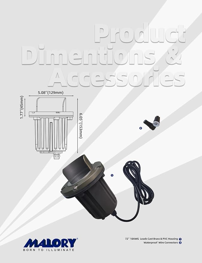 MALORY Brass Top Cover Landscape Well Lights, (6''H) 12V Low Voltage Outdoor In Ground Lights,Anti-Glare Waterproof Landscape Lighting for Pathway, Driveway (Shield Top, 10-Pack Without Bulb)