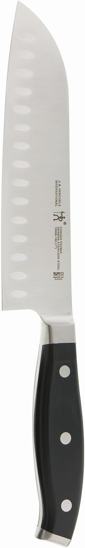 Henckels Forged Premio Knife Set with Block, Chef Knife, Paring Knife, Utility Knife, Steak Knife, 14 Piece, Black, Stainless Steel