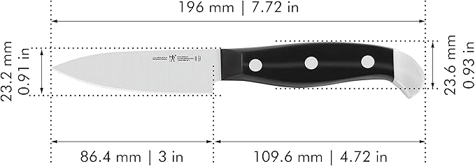 HENCKELS Statement Razor-Sharp 3-inch Compact Chef Knife, German Engineered Informed by 100+ Years of Mastery, Black/Stainless Steel