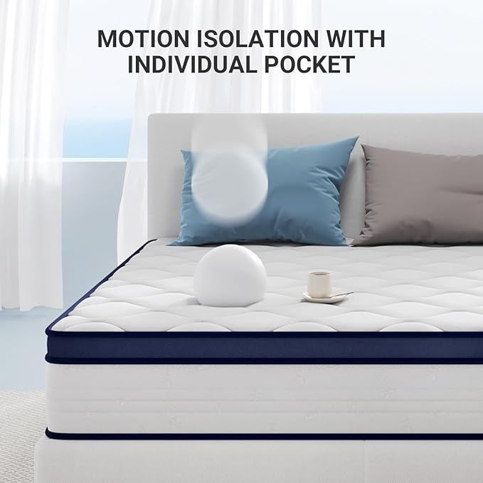 Avenco 10 Inch Twin Size Mattress, Individual Pocket Spring Mattresses for Pressure Relief & Motion Isolation, CertiPUR-US Certified, Small Box