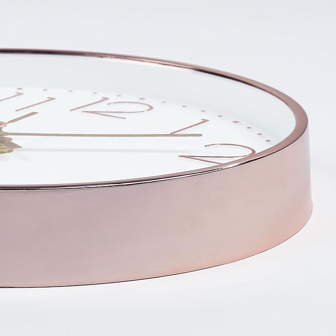 Lafocuse 12 Inch Silent Rose Gold Wall Clocks Battery Operated, Analog Wall Clock for Living Room Kitchen Bedroom Office Home Decor