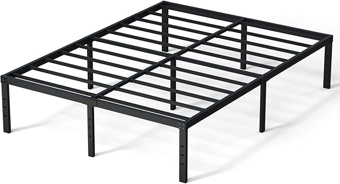 16 Inch King Bed Frame No Box Spring Needed, Heavy Duty King Platform Bed Frame Support Up to 3000 lbs, Easy Assembly, Noise Free, Black
