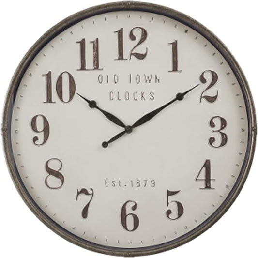 Extra Large Wall Clock, 30 Inch, Coffee White, Silent Non-Ticking Quartz Movement, Battery Operated, Decorative Arabic Numeral, Stylish Clock Living Room, Office, Home Decor