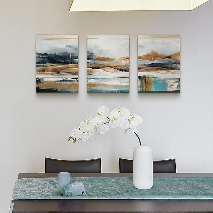 MHARTK66 Framed Canvas Wall Decor For Living Room Modern Bedroom Wall Art Abstract Ink Painting Canvas Prints for Home Decorations Ready to Hang Office Inspiration Posters Pictures Artworks 3 Piece