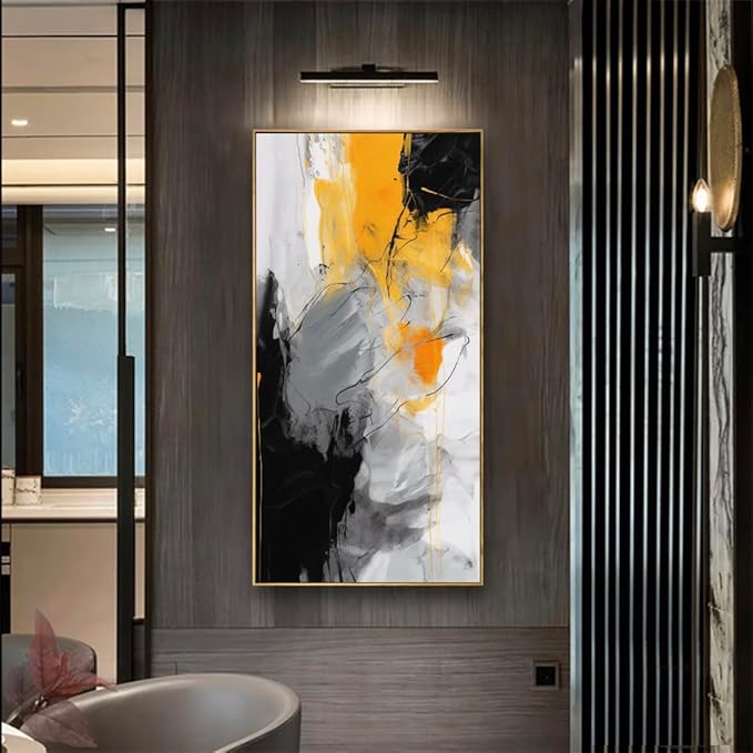 Wall Art Large Modern Abstract Artwork Black Yellow Canvas Painting for Living Room Bedroom Office Home Decor 30"x60" with Framed…