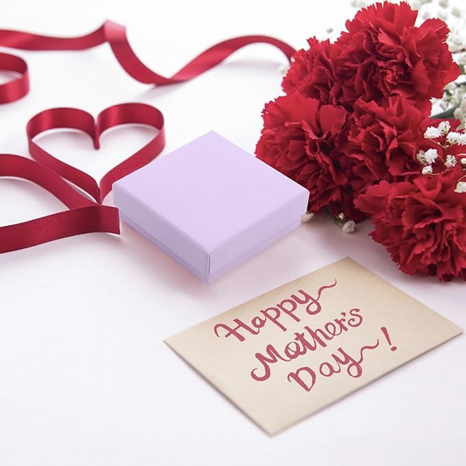 Gift Box Necklace Earring Ring Box Gift Box,12 Pieces Square Cardboard Jewelry Gift Boxes,Cotton Filled Cardboard Paper Jewelry Box Gift Case (3.5x3.5x1.25 Inches) (Purple)