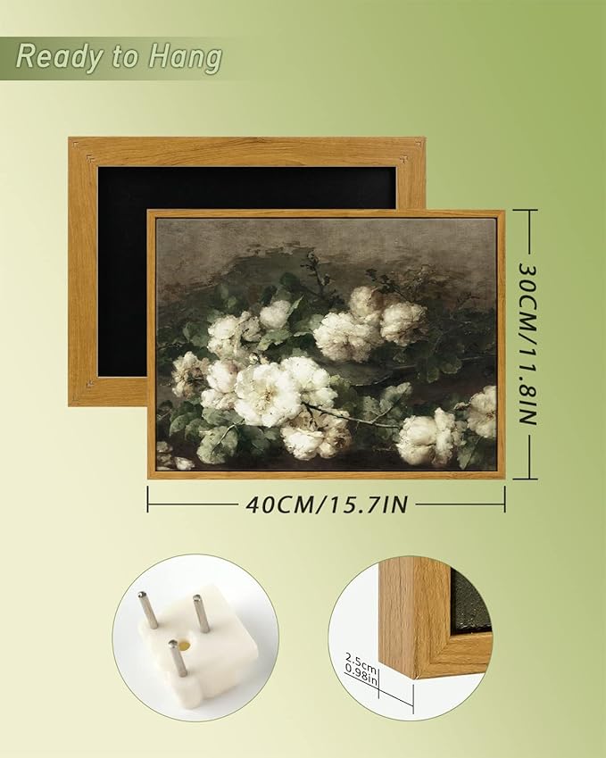 InSimSea Framed Canvas Wall Art Vintage Decor, Canvas Wall Art for Living Room Bedroom Office Bathroom Picture, Vintage Flower Botanical Oil Painting Prints, Home Office Desk Decor, 12"x16"
