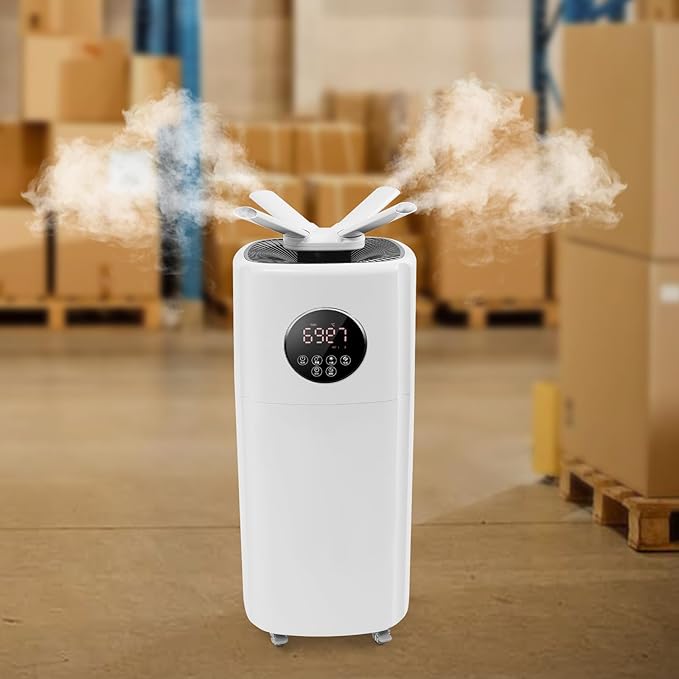 5.5Gal/21L Large Humidifiers, Quiet Whole House Humidifier for 3000 sq.ft, Cool Mist Top Fill Humidifier with 3 Mist Levels, Extension Tube, 2000ML/H Dual 360° Nozzles, Wheels & Remote Control
