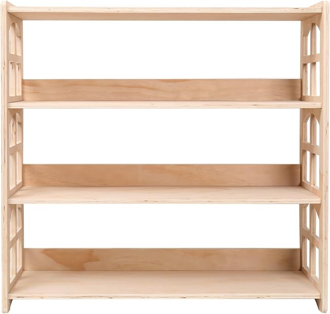 Montessori Bookshelf Toy Shelf Kids Storage Organizer for Toys Book Shelves for Kids Room Sturdy and Safe Toddler Wood Classroom Childrens Bookcases(4Tier)