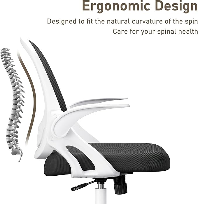 Home Office Chair Work Desk Chair Comfort Ergonomic Swivel Computer Chair, Breathable Mesh Desk Chair, Lumbar Support Task Chair with Wheels and Flip-up Arms and Adjustable Height