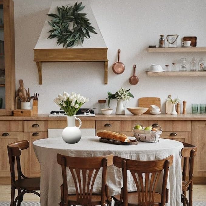 Ceramic Vase with Handles, Minimalist Modern Home Decor, Small Pampas Grass Vases for Table, Shelf Bookshelf, Mantel, Entryway Decorative Flower Vase Centerpieces for Dining Table