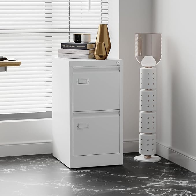 2 Drawers Vertical File Cabinets - 17.8" Deep Lockable Filing Cabinet - Metal Storage Cabinets for Home Office to Hanging Files Letter/Legal/F4/A4 Size
