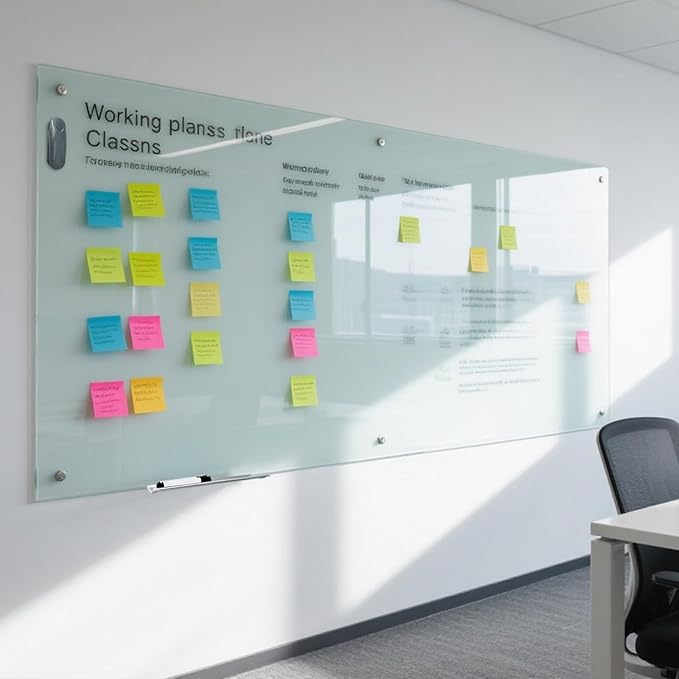 Magnetic Glass Whiteboard - 72"X48" Dry Erase White Board Frameless Glass Boards with Super Strong Magnets, Wall Mounted for Office, School and Home