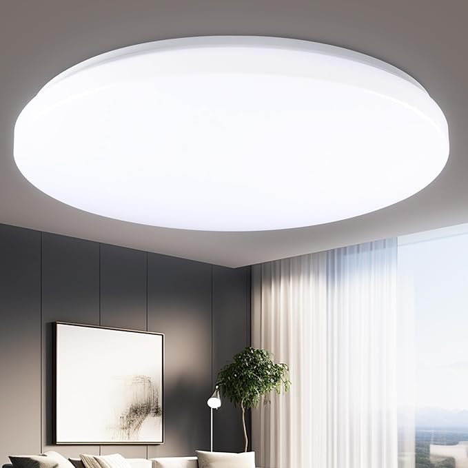 Hamilyeah 48W Flush Mount Ceiling Light, 20 inch LED Ceiling Light Fixture, 5000K Daylight Simple Close to Ceiling Light for Living Room, Dining Room, Bedroom, Hotel, Office