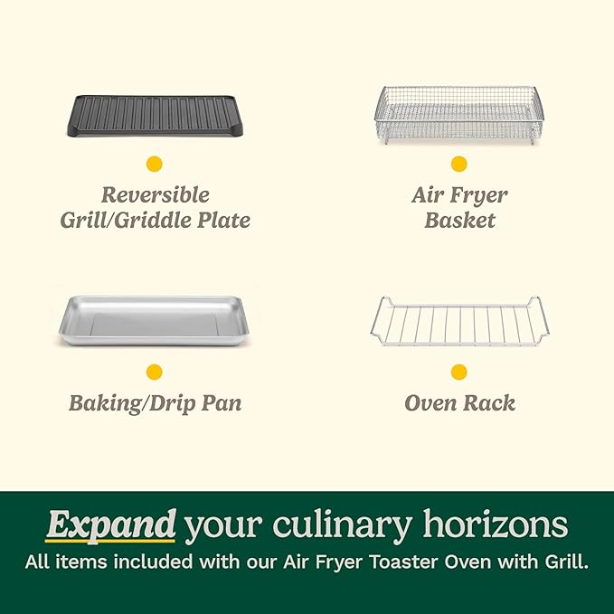 Cuisinart Air Fryer Toaster Oven with Grill, 1800W 8-1 Air Fryer Oven with Bake, Convection Bake, Grill, Broil and Warm Options, Large Capacity, 60-Minute Timer, TOA-70, Stainless Steel